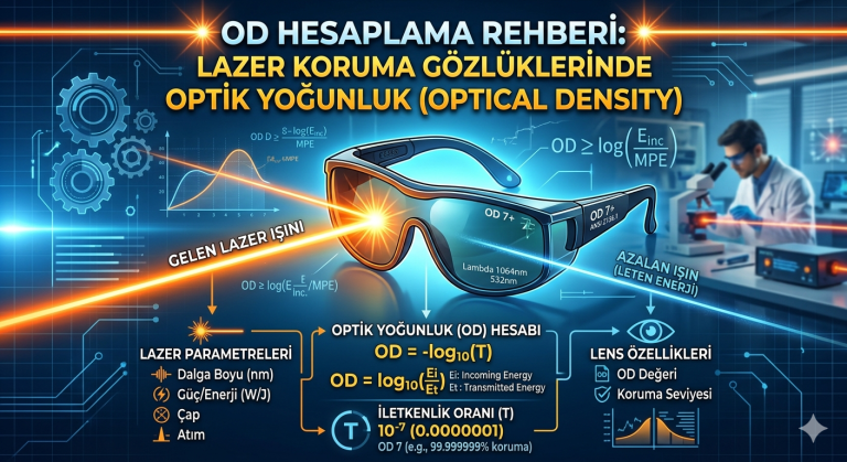 OD değeri, lazer ışınının belirli bir dalga boyunda ne kadar zayıflatıldığını gösteren logaritmik bir ölçüdür. Lazer koruma gözlüklerinin teknik performansı doğrudan OD değeri ile ilişkilidir.